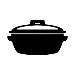 Black And Graphic Illustration Of ACasserole Dish With Lid for culinary art on a transparent background