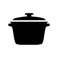 A Black and Silhouette of aLidded Cooking Pot for Digital Food Illustrations on a transparent background
