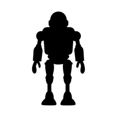 Silhouette of a futuristic robot,simple yet sophisticated design, clean on a transparent background
