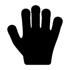 Black and silhouette of a handwith four fingers outstretched in a greeting gesture on a transparent background