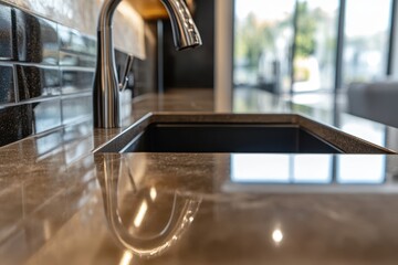 Close up of sealing around kitchen sink