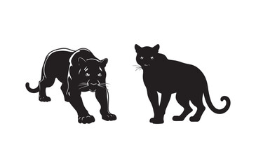 Black Panther Silhouette Vector Set Wild Jungle Animal Clipart for Art and Design