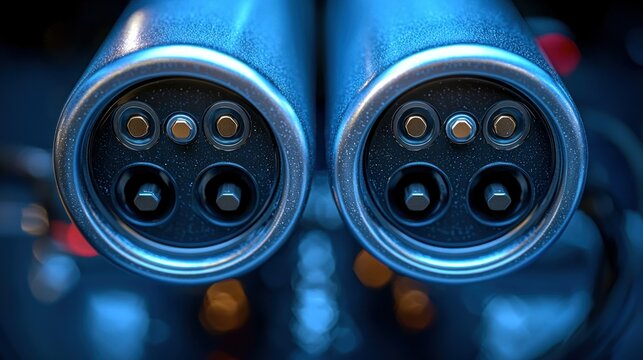 Close-up Two electrical cable ends with multiple connections