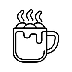 Hot chocolate with marshmallows vector, mug, cocoa, coffee, drink, sweet, warm, dessert icon art
