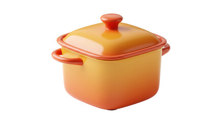 Isolated Orange Enamel Dutch Oven with Lid