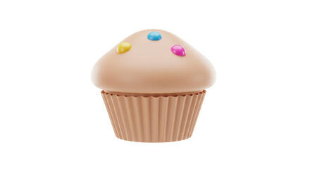 Isolated Cupcake with Colorful Sprinkles