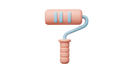 Isolated Light Peach Color Paint Roller