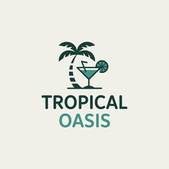 Obraz premium Minimalist Tropical Oasis Bar Logo