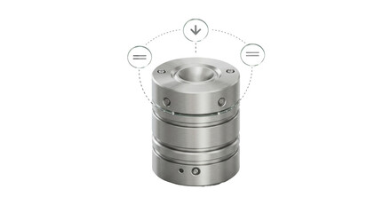 Isolated Metal Cylinder Object with Arrows in a Circular Pattern