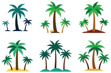 Tropical island paradise vector illustration of a palm tree silhouette on a sandy beach by the sea under the summer sun