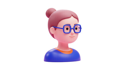 Isolated Cartoon Woman with Glasses