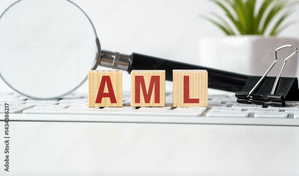 Poster a magnifying glass is on a table with a keyboard