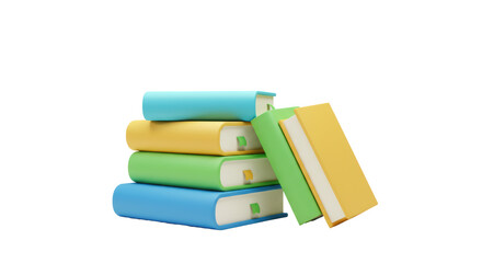 Isolated Stack of Colorful Books with Bookmarks
