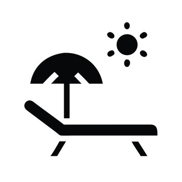 black beach chair sun umbrella icon clip art preview