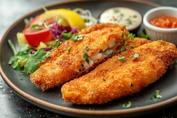Fried mackerel on a plate