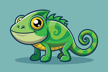 Naklejka premium Cartoon Style Chameleon Vector Illustrations