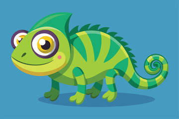 Obraz premium Cartoon Style Chameleon Vector Illustrations