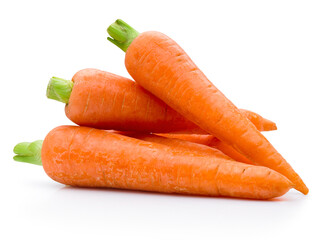 Fresh carrots isolated on white background