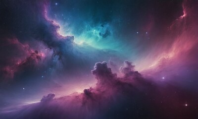 Obraz premium Colorful Cosmic Nebula with Stars