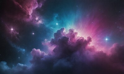 Colorful Cosmic Nebula with Stars