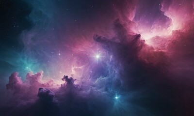 Colorful Cosmic Nebula with Stars