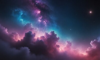 Obraz premium Colorful Cosmic Nebula with Stars