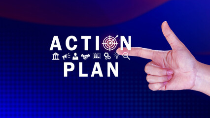 Action plan concept, Business and marketing, objective, strategy, Plan and implementation, action plan icon on virtual screen for Strategic, Vision, Planning and Direction.