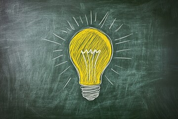 Light bulb idea concept drawing on chalkboard