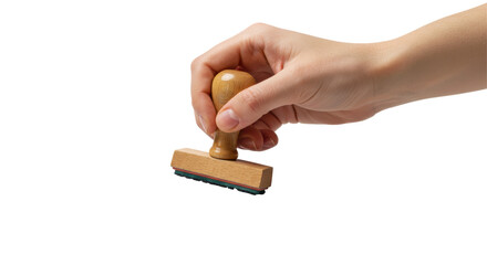 Isolated Hand Using Wooden Stamp Tool