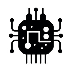 Printed Circuit Board Black Vector Silhouette