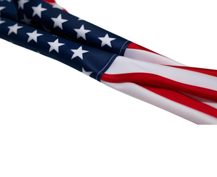 Waving American Flag and us independence day with white background on PNG.