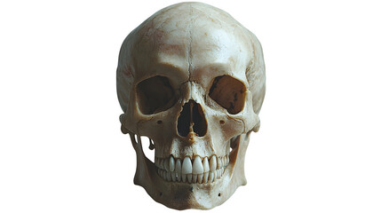 Obraz premium Human skull front view isolated on white background