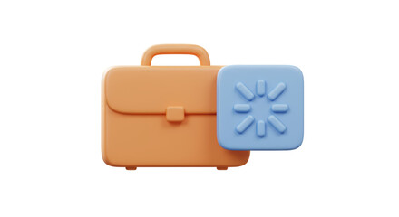 Isolated 3D Render of a Briefcase with Loading Icon