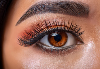 Obraz premium close up of female eye with makeup