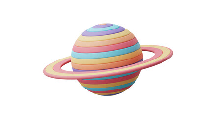 Isolated Pastel Colored Planet with Ring © Daniel