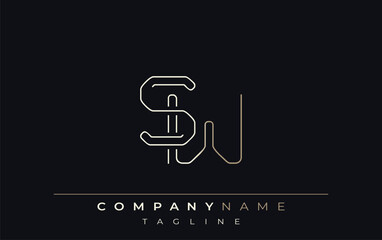SW Abstract Line Style Logo. Minimalist Design Featuring the Letters S and W Abstract Line Style