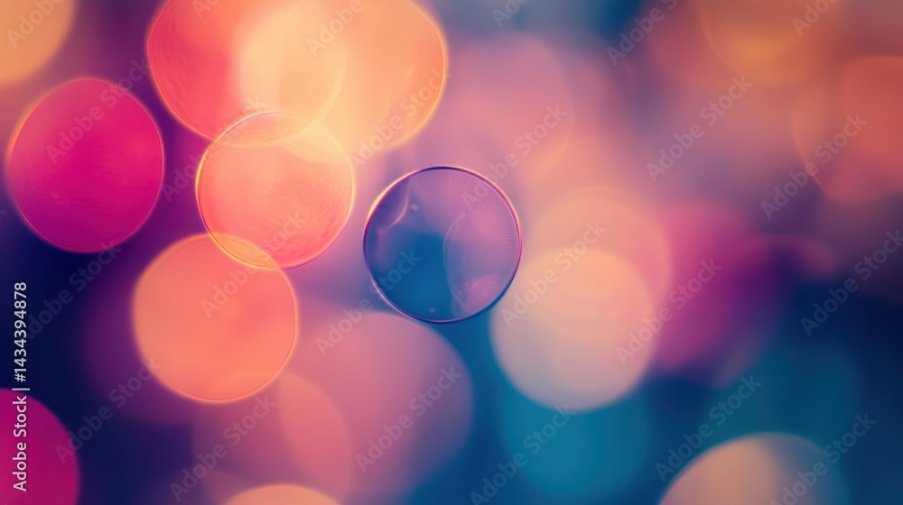 Aufkleber colorful bokeh background with a single bubble captured in soft focus light