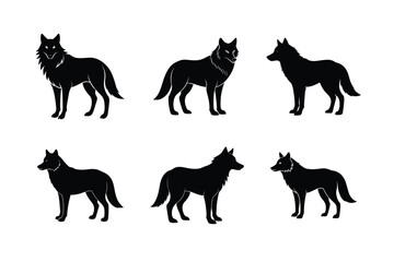 Black Wolf Silhouette with Clean Lines