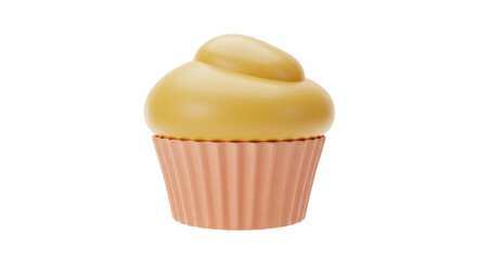Isolated Vanilla Cupcake with Creamy Frosting, Sweet Treat