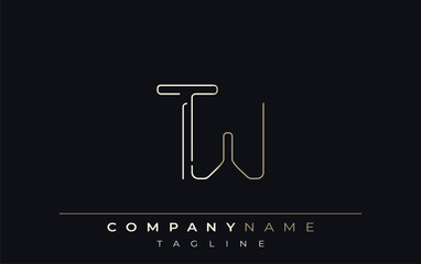 TW Abstract Line Style Logo. Minimalist Design Featuring the Letters T and W Abstract Line Style
