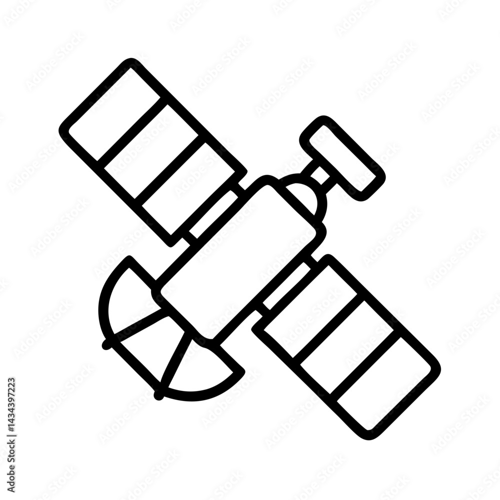Poster satellite vector icon for space technology and communication related designs and projects usage