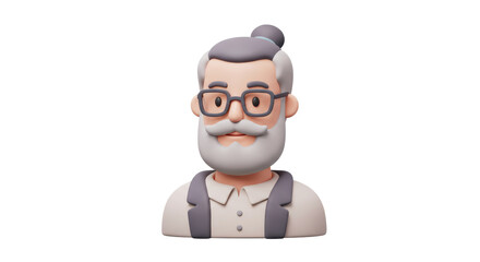 Isolated Portrait of a Stylish Senior Man with Glasses