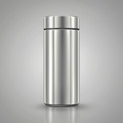 Sleek Metallic Bottle on Gradient Background for Cold Beverage or Water Storage Container Design