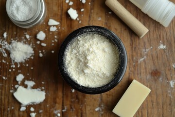 Homemade lip balm ingredients shea butter essential oil mineral powder beeswax coconut oil mixture of lip balm and chapstick components