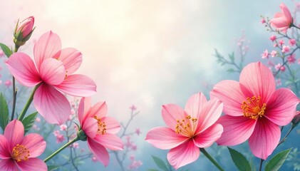 Naklejka premium Continuous blooming floral design Soft focus, watercolor effect , soft, floral