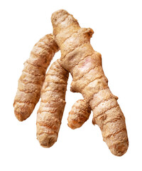 Turmeric root isolated on white background. Top view.
Tumeric, curcuma, curcumin close up.