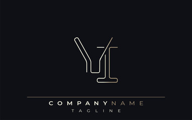 VI Abstract Line Style Logo. Minimalist Design Featuring the Letters V and I Abstract Line Style