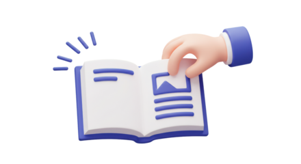 Isolated Hand Flipping Open Cartoon Style Book