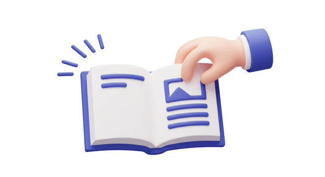 Isolated Hand Flipping Open Cartoon Style Book