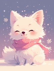 Cute little wolf illustration in pink tones perfect for romantic gifts and decorations